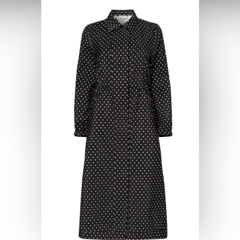 NEW DRIES VAN NOTEN Varella Polka-dot Silk-blend Coat In Black. $1995 Size 8